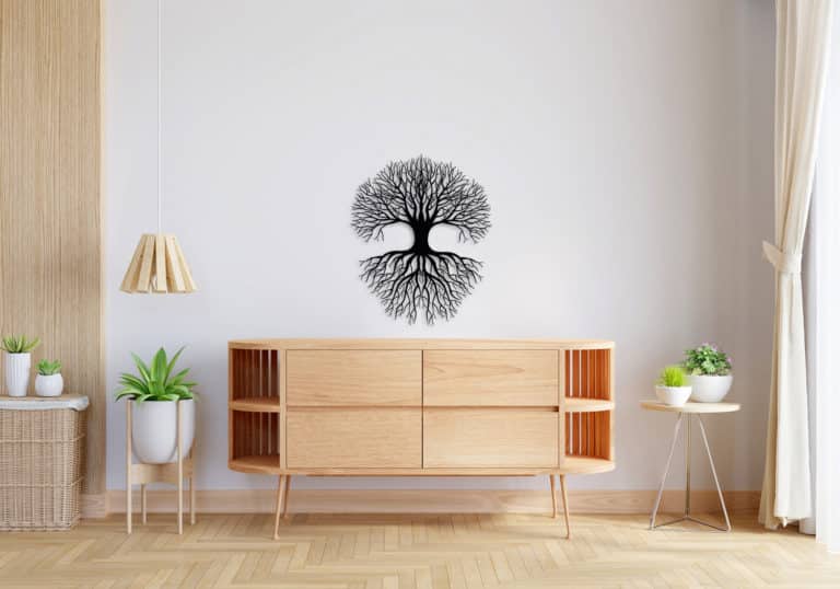 Décoration murale en métal : Arbre miroir