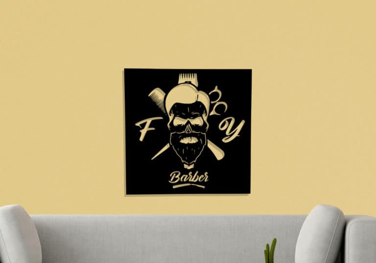 Décoration murale en métal : The barber 60 x 60 cm