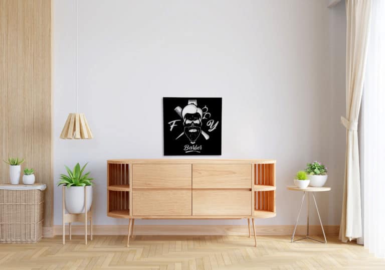 Décoration murale en métal : The barber 60 x 60 cm