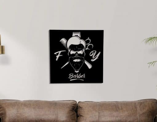 Décoration murale en métal : The Barber 60 x 60 cm