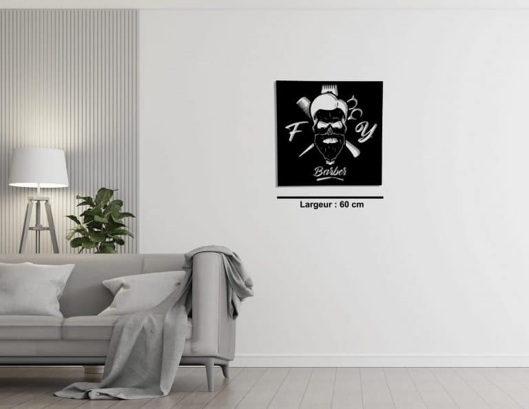 Décoration murale en métal : The barber 60 x 60 cm