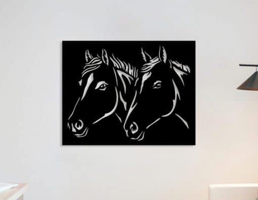 Décoration murale en métal : Cheval binôme