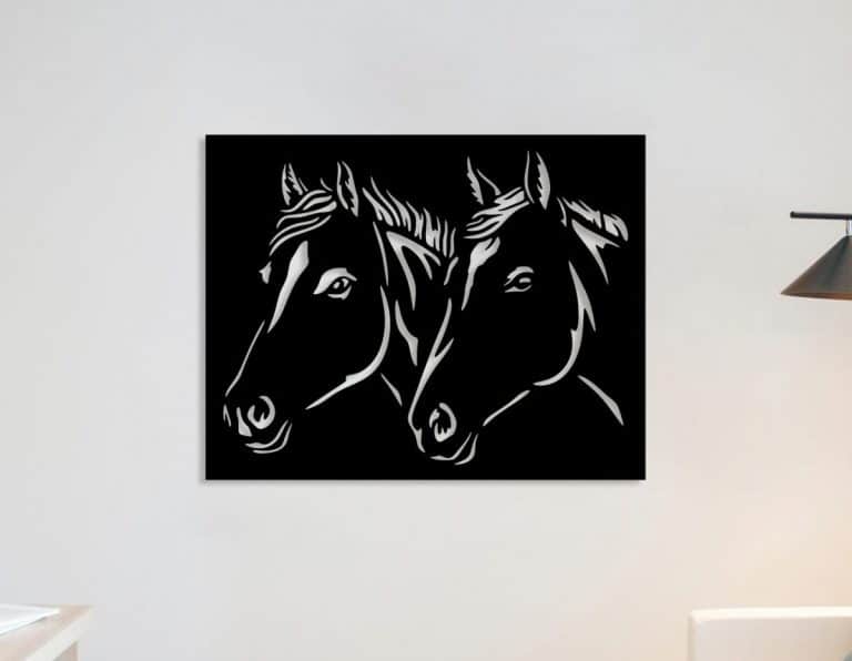 Décoration murale en métal : Cheval binôme