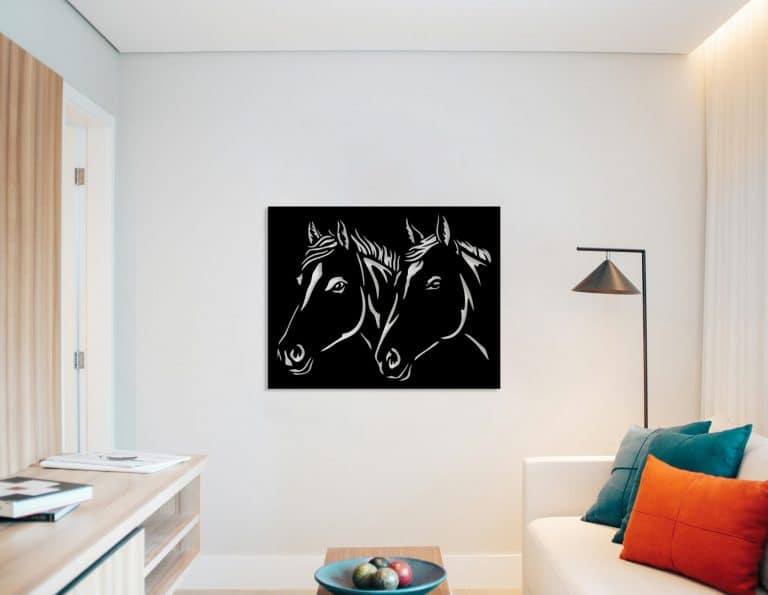 Décoration murale en métal : Cheval binôme