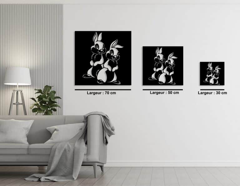 Décoration murale en métal : Duo de lapins
