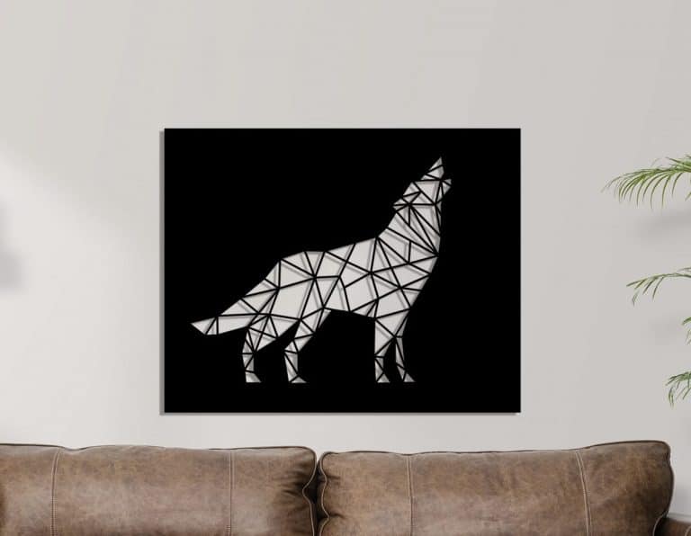 Décoration murale en métal : Loup hurlant