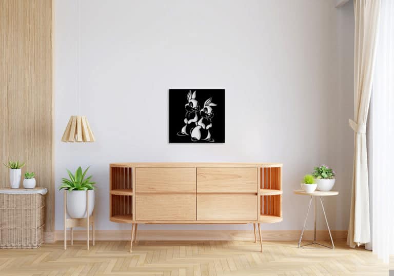 Décoration murale en métal : Duo de lapins