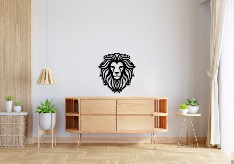 Décoration murale en métal : Tête de lion