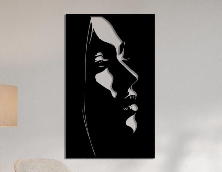 Décoration murale en métal : Profil de femme