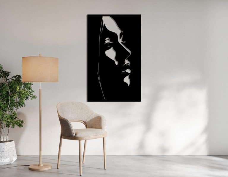 Décoration murale en métal : Profil de femme