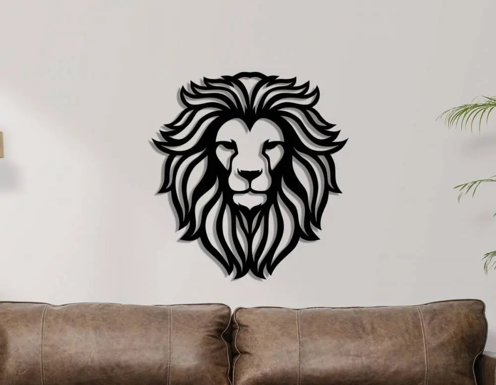 Décoration murale en métal : Tête de lion