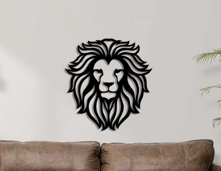 Décoration murale en métal : Tête de lion