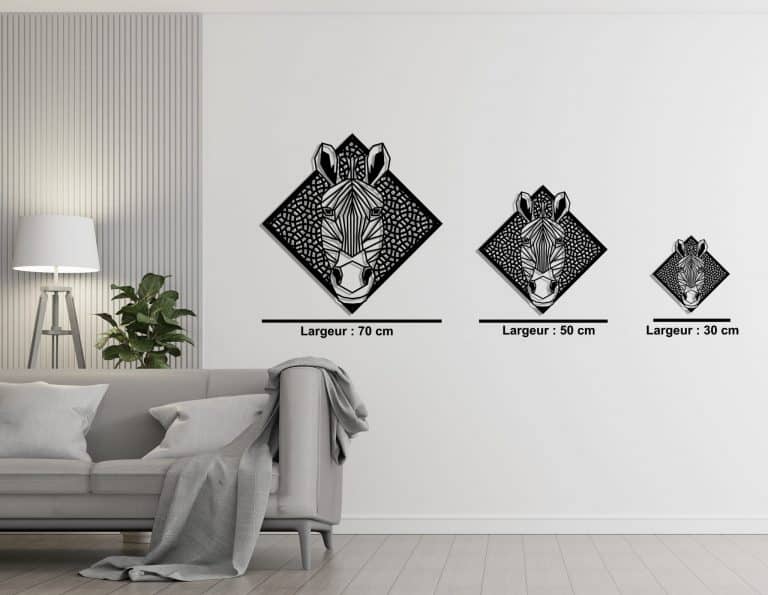 Décoration murale en métal : Tête de zèbre