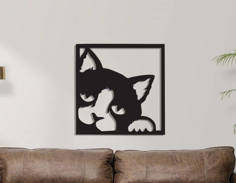 Décoration murale en métal : Chat (coté gauche)