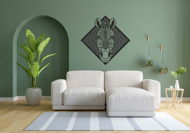 Décoration murale en métal : Tête de zèbre