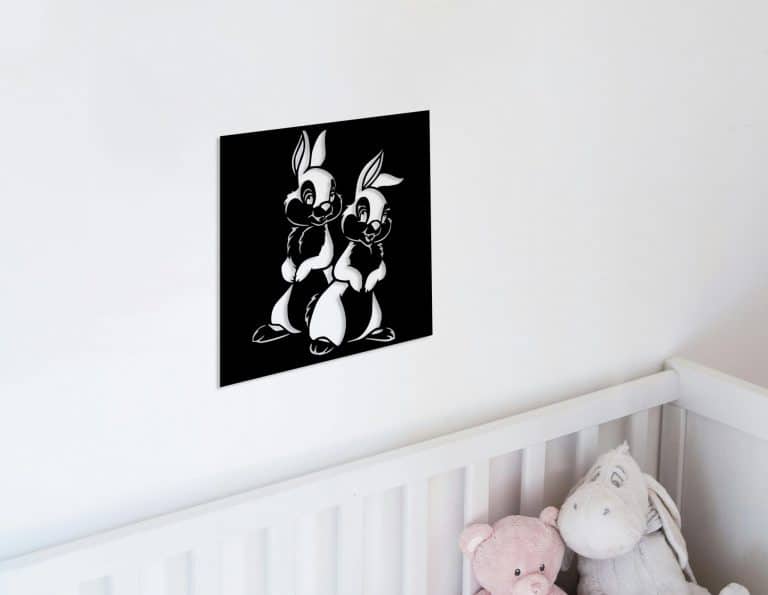 Décoration murale en métal : Duo de lapins