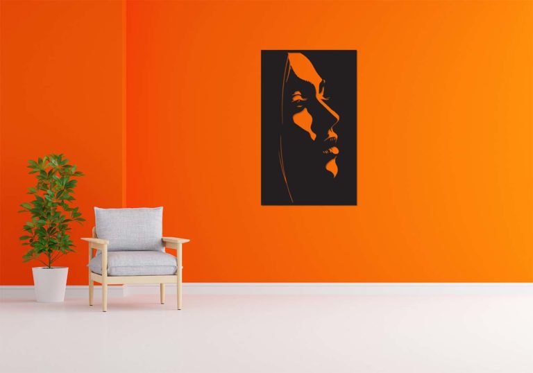 Décoration murale en métal : Profil de femme