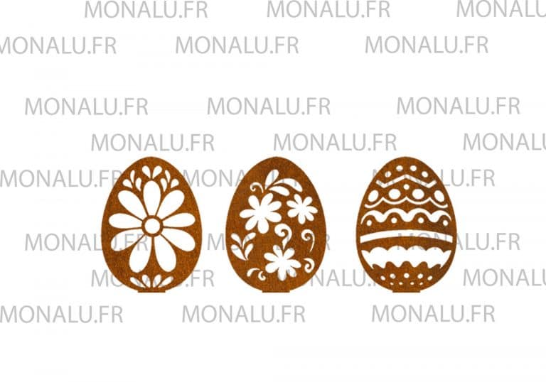 Décoration murale en corten : Trio d’œufs de Pâques décoratifs à piquer