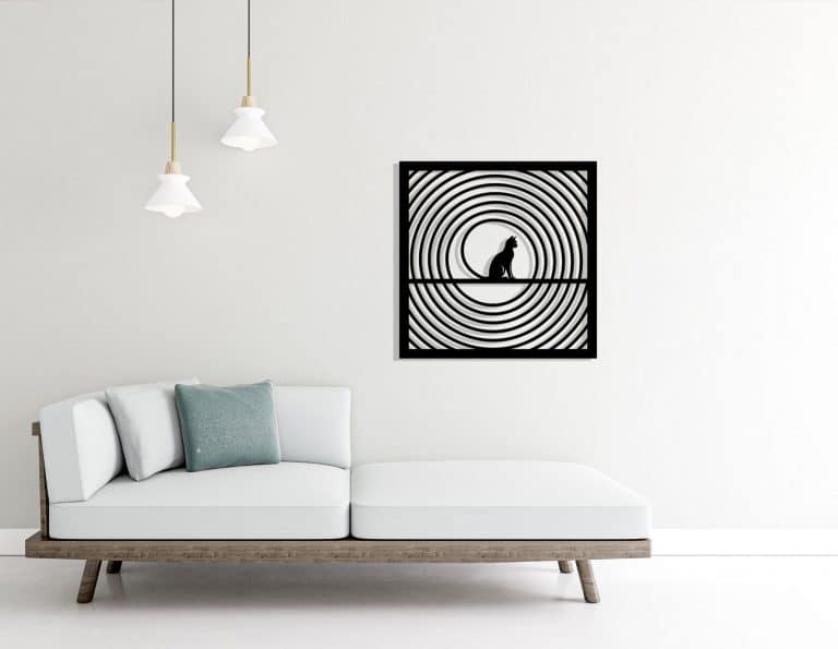 Décoration murale en métal : Chat Hypnotique