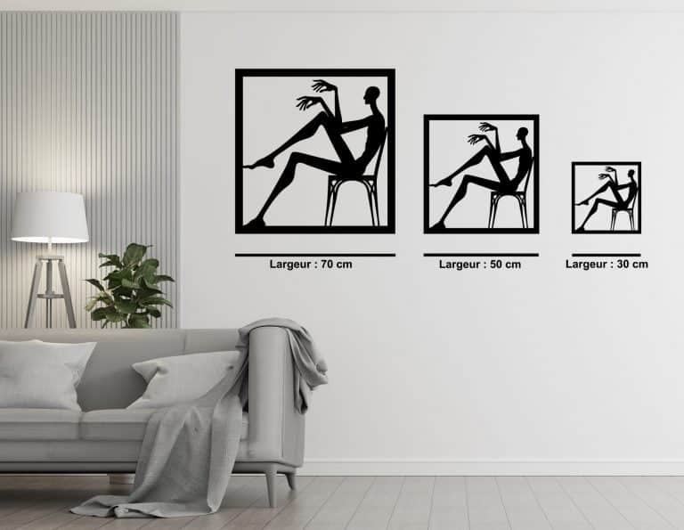 Décoration murale en métal : Long John : homme assis