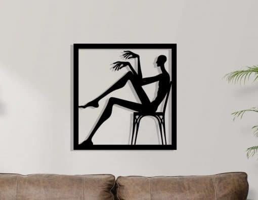 Décoration murale en métal : Long John : homme assis