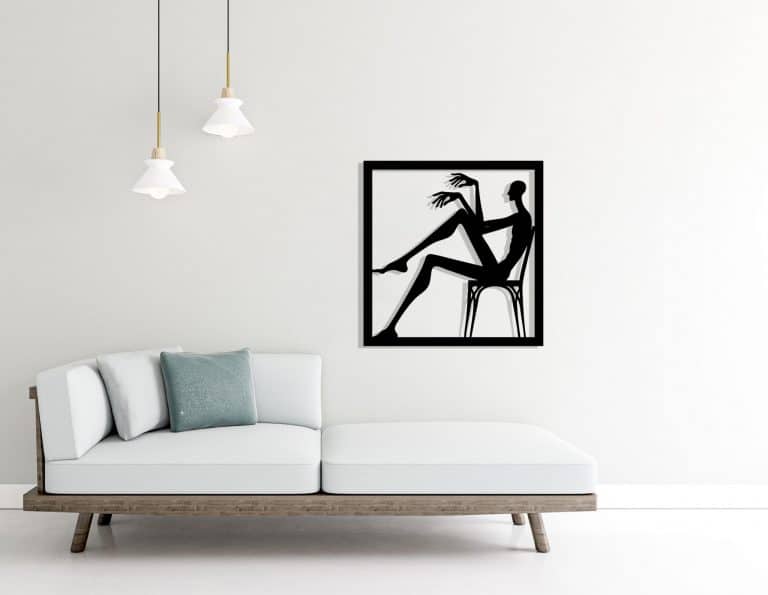 Décoration murale en métal : Long John : homme assis