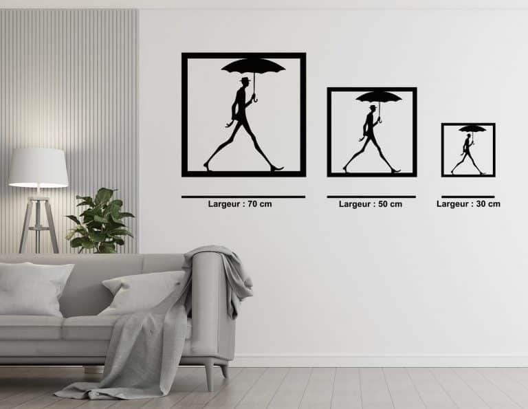 Décoration murale en métal : Long John : homme au parapluie