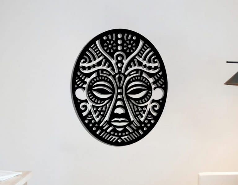 Décoration murale en métal : Masque africain