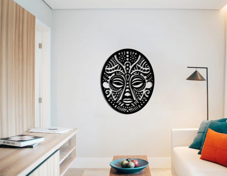 Décoration murale en métal : Masque africain
