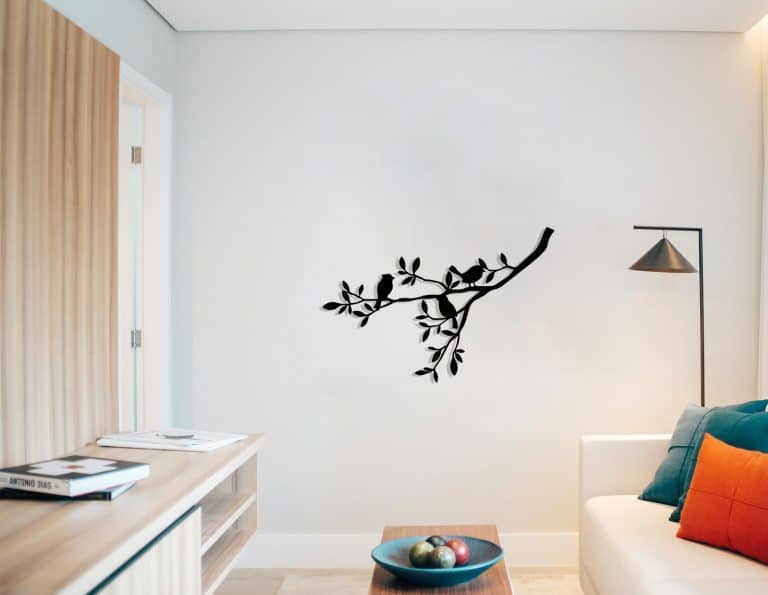 Décoration murale en métal : Oiseaux sur une branche 1