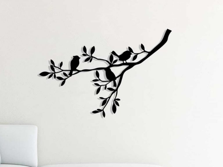 Décoration murale en métal : Oiseaux sur une branche 1