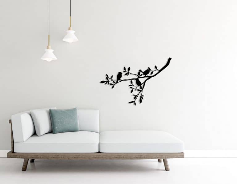 Décoration murale en métal : Oiseaux sur une branche 1