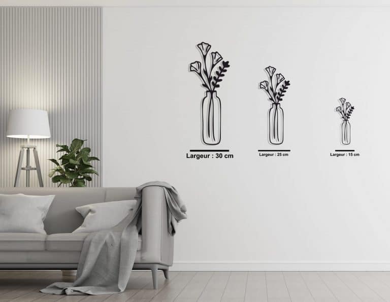 Décoration murale en métal : Vase floral