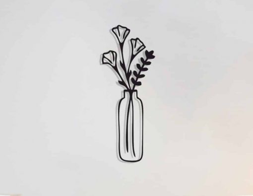 Décoration murale en métal : Vase floral