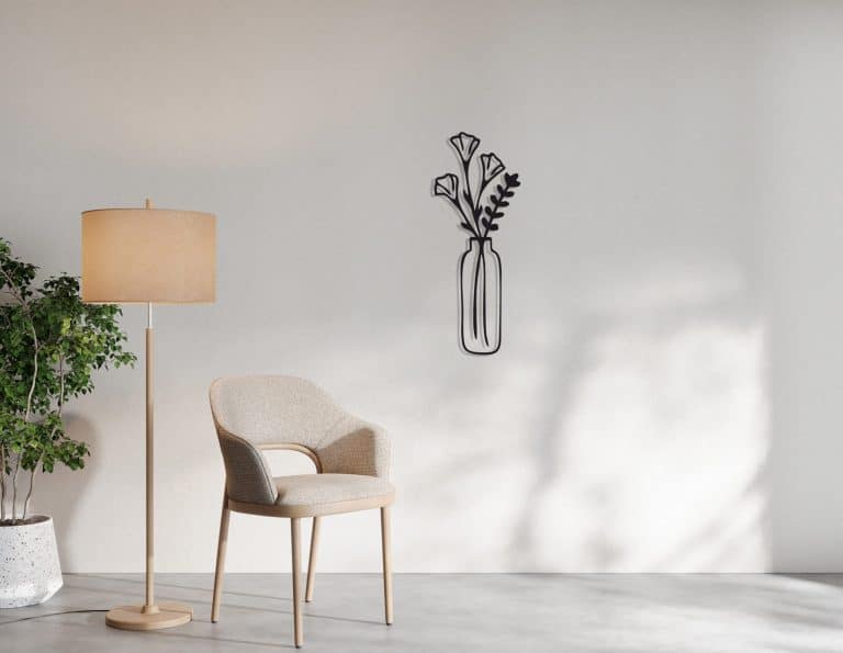 Décoration murale en métal : Vase floral