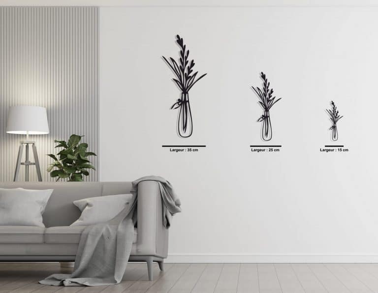 Décoration murale en métal : Vase champêtre