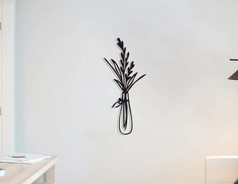 Décoration murale en métal : Vase champêtre