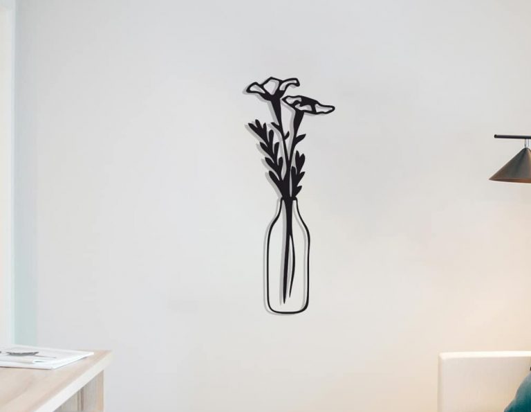 Décoration murale en métal : Vase floral 2