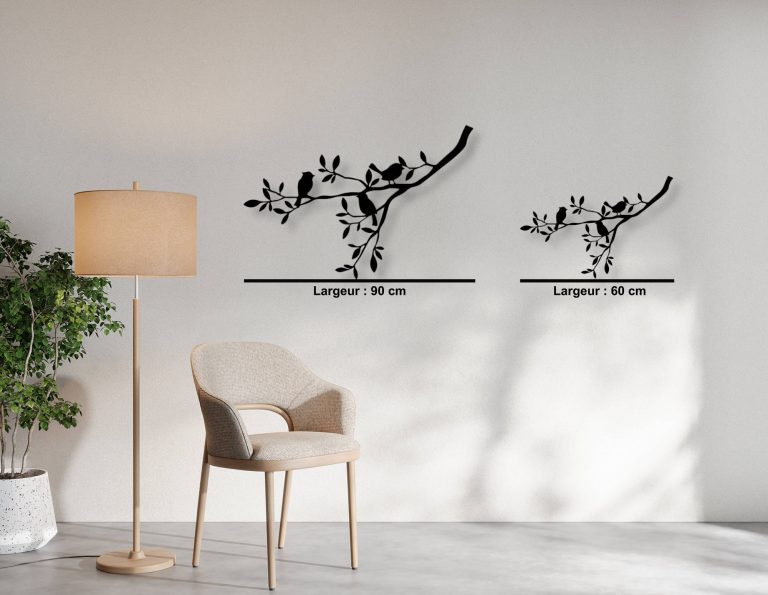 Décoration mural en métal : Oiseaux sur branche 1