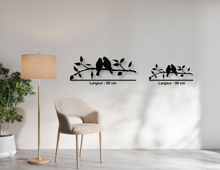 Décoration mural en métal : Oiseaux sur branche 2