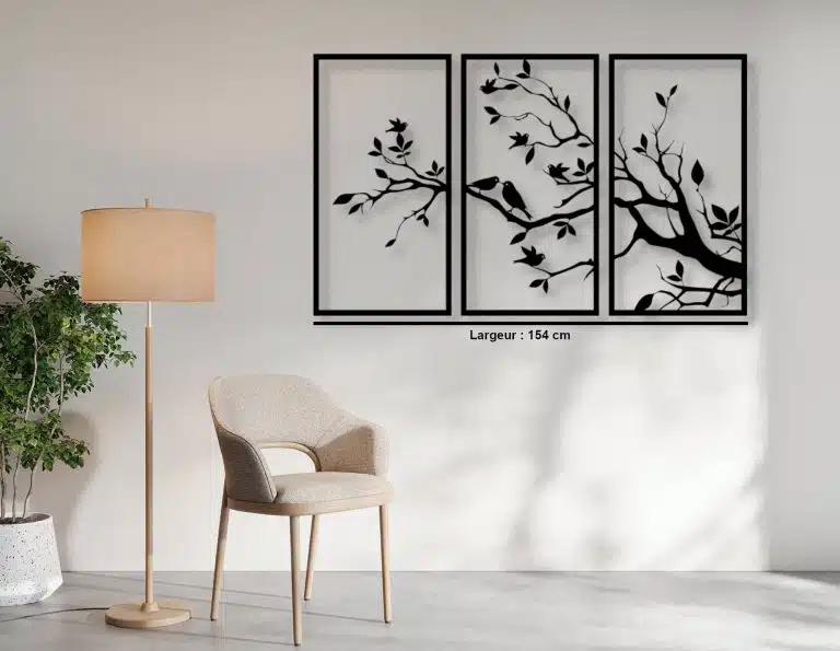Décoration murale en métal : Arbre aux oiseaux