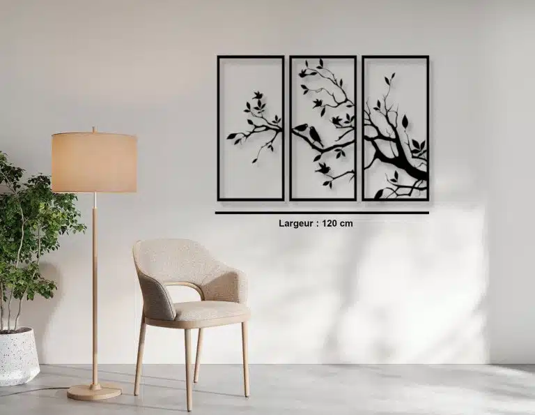 Décoration murale en métal : Arbre aux oiseaux