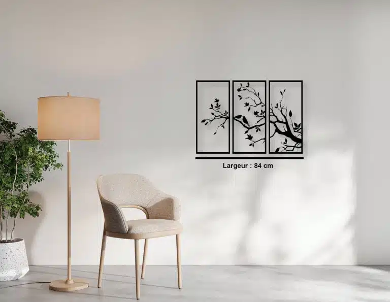 Décoration murale en métal : Arbre aux oiseaux
