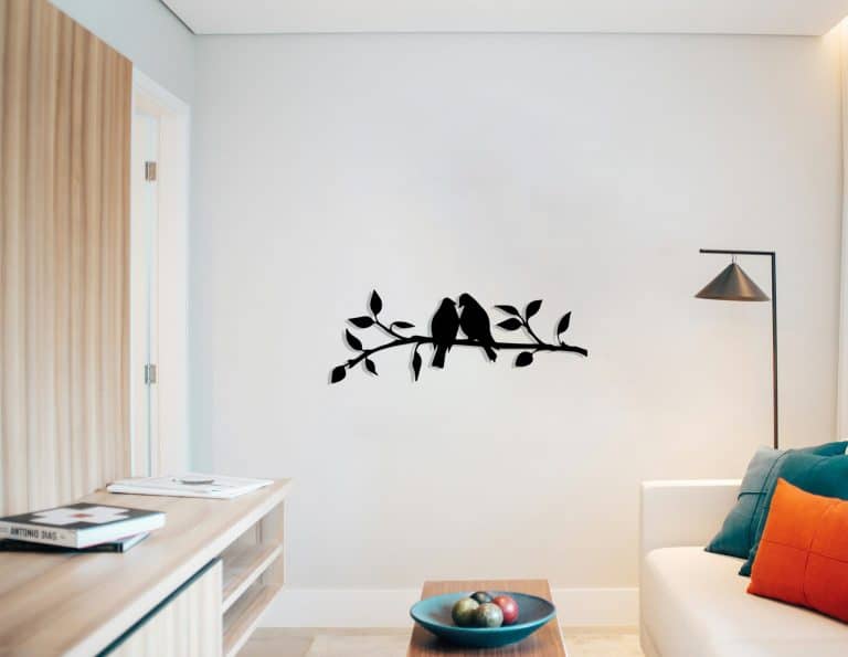 Décoration murale en métal : Oiseaux sur une branche 2