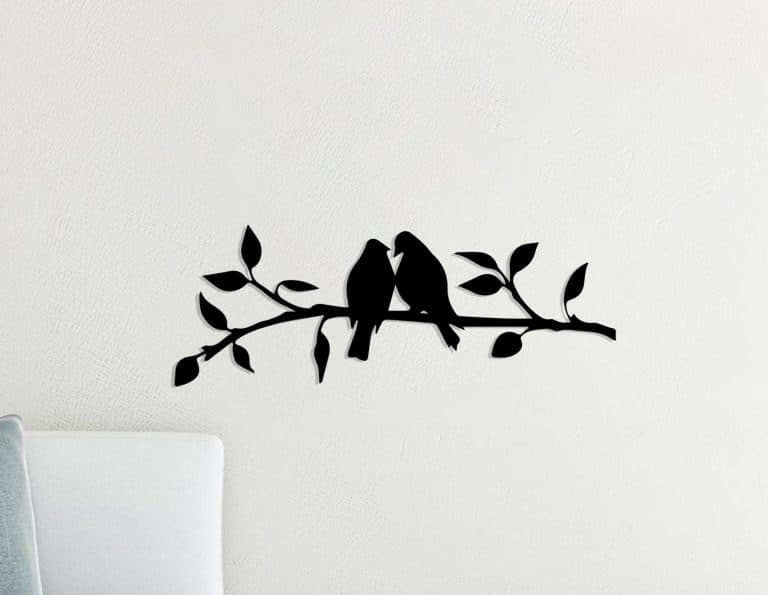 Décoration murale en métal : Oiseaux sur une branche 2