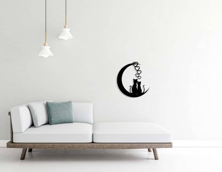 Décoration murale en métal : Chats amoureux