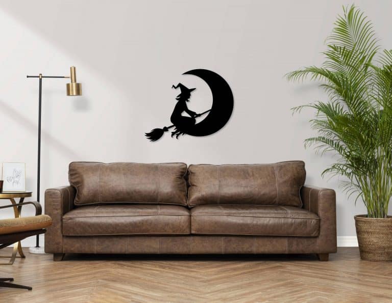 Décoration murale en métal : Sorcière au clair de lune
