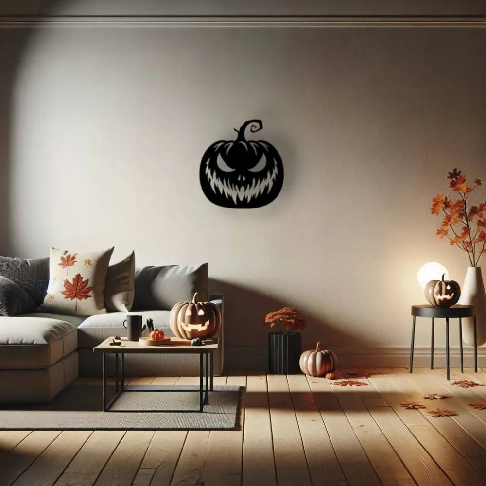 Décoration murale en métal : Citrouille Halloween