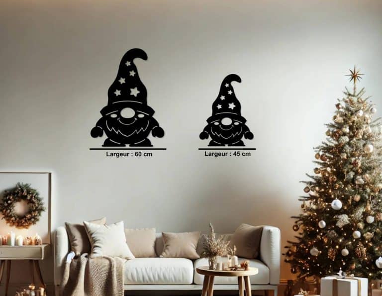 Décoration murale en métal : Nain de Noël