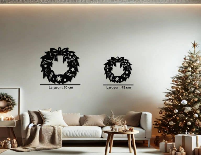 Décoration murale en métal : Couronne de Noël